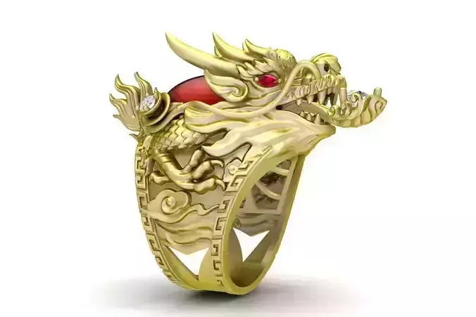 fengshui  gold dragon ring  2075 3D print model