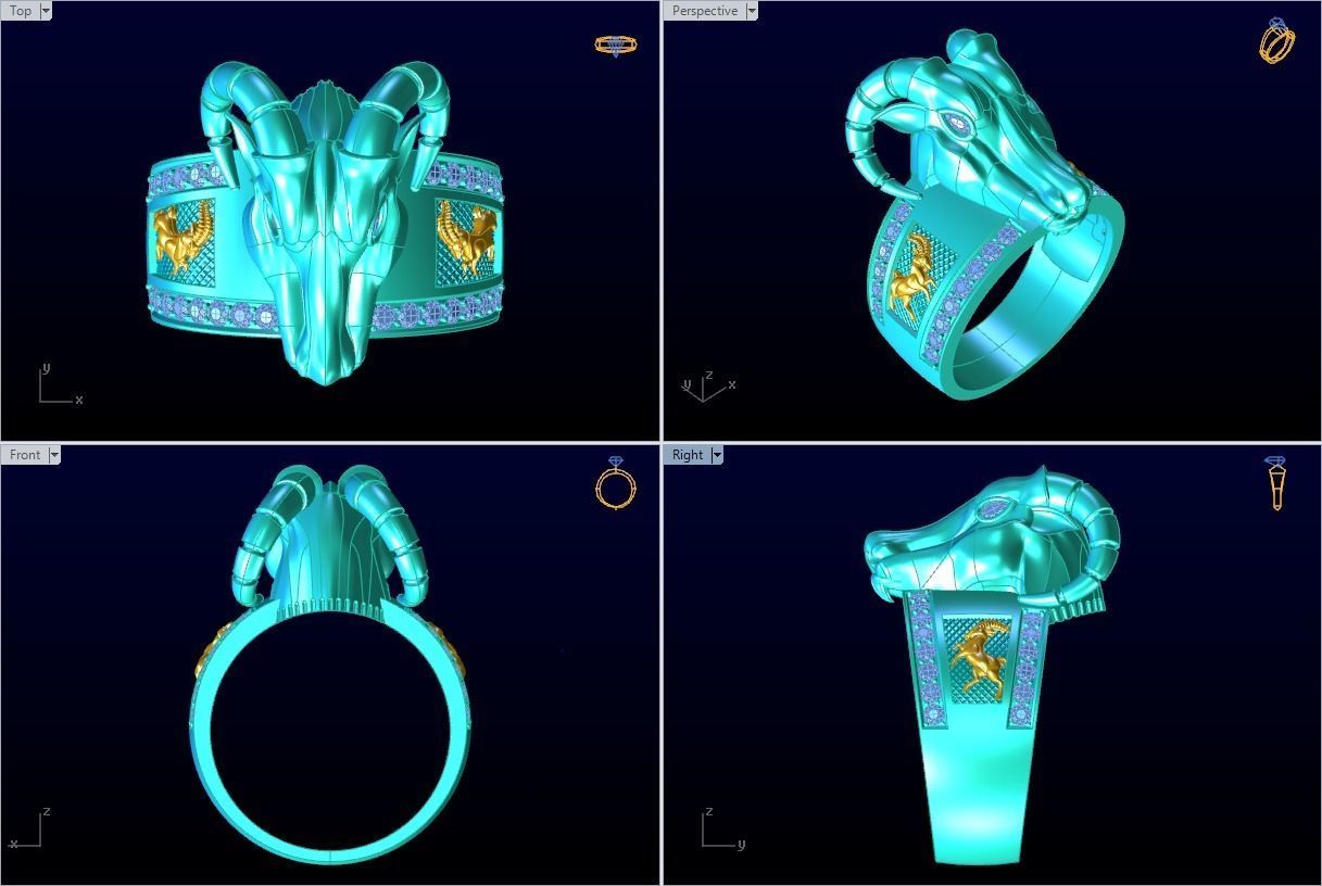 Goat ring - Men ring 3D print model_1