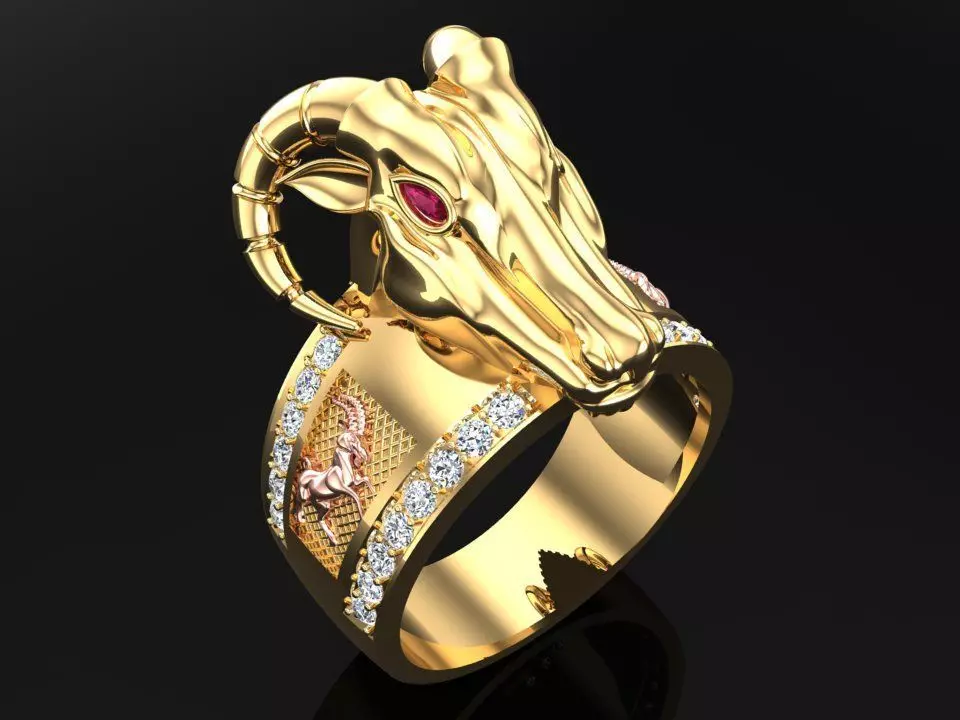 Goat ring - Men ring 3D print model_0