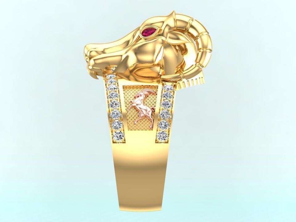 Goat ring - Men ring 3D print model_4