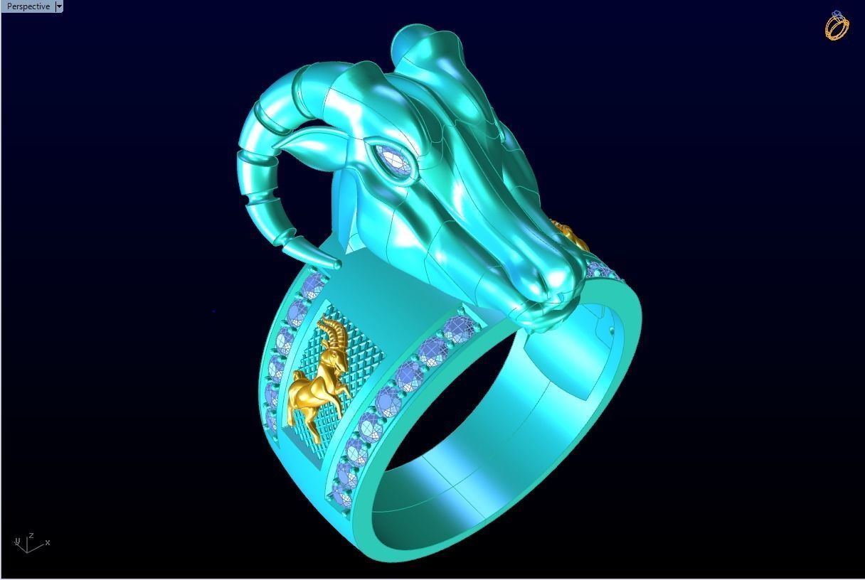 Goat ring - Men ring 3D print model_6