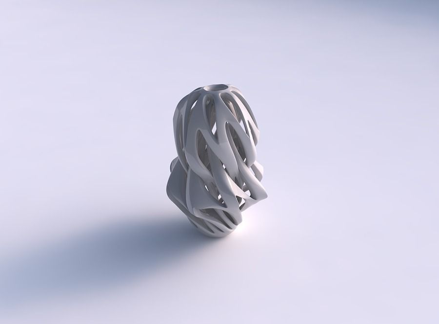 Vase curved slim mushroom with intertwining lines twisted and... 3D print model_0