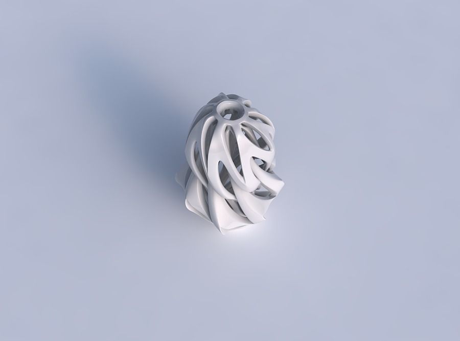 Vase curved slim mushroom with intertwining lines twisted and... 3D print model_1