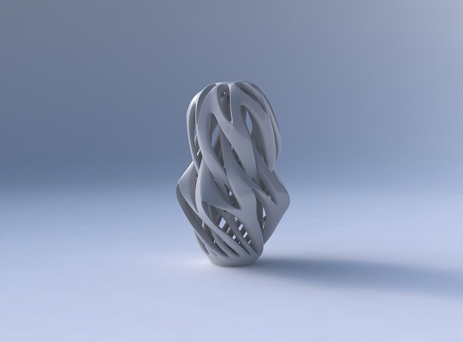 Vase curved slim mushroom with intertwining lines twisted and... 3D print model_4
