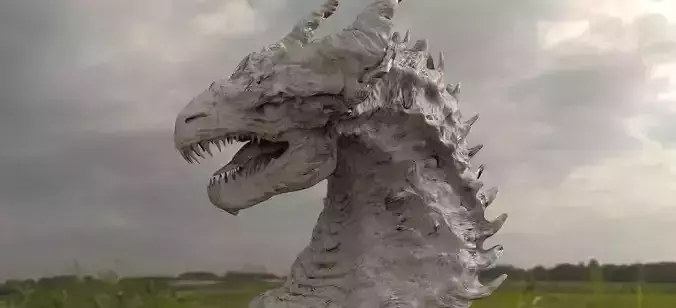 Dragon head Anubis style head bust 3D model