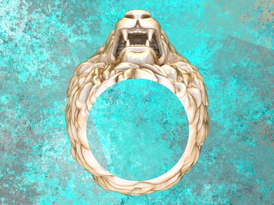 Lion Ring - Men ring 3D print model_3