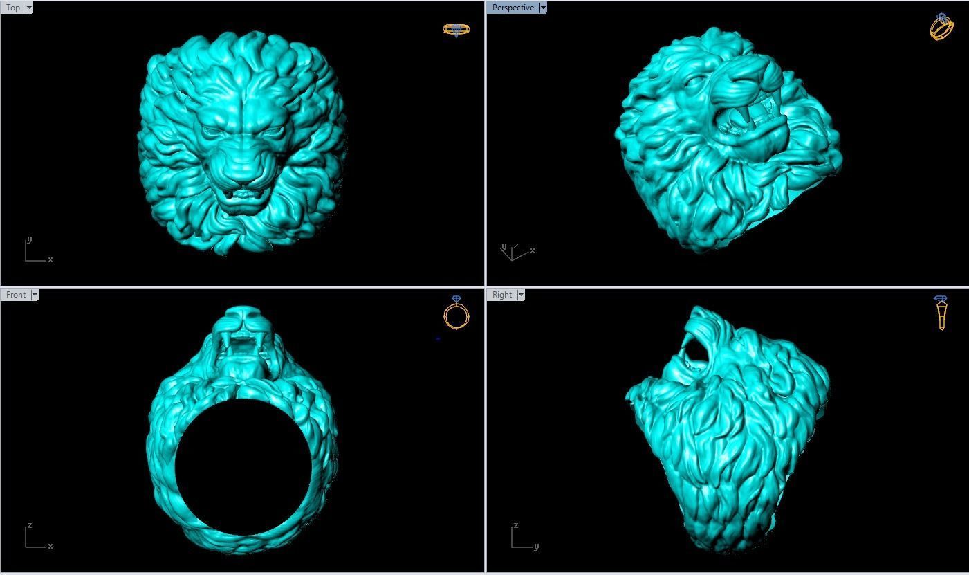 Lion Ring - Men ring 3D print model_7