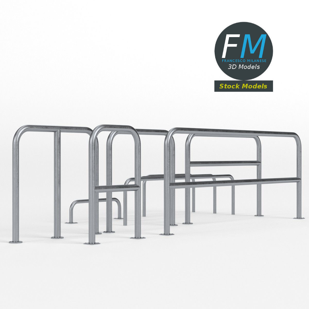 Perimeter hooped barriers 3D model_3