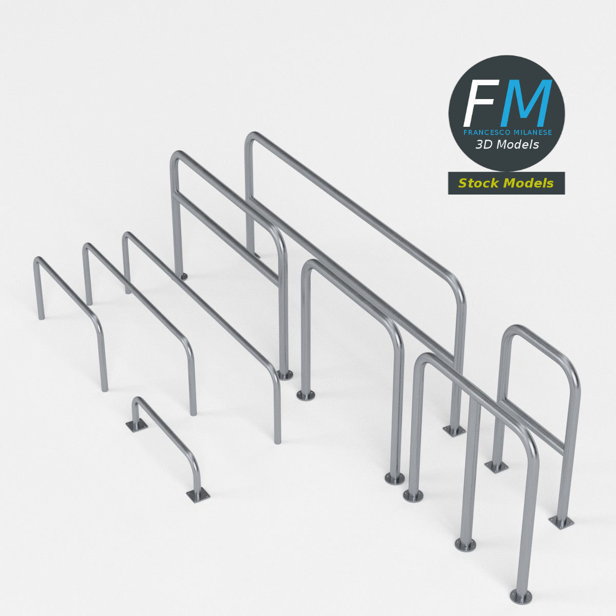 Perimeter hooped barriers 3D model_2