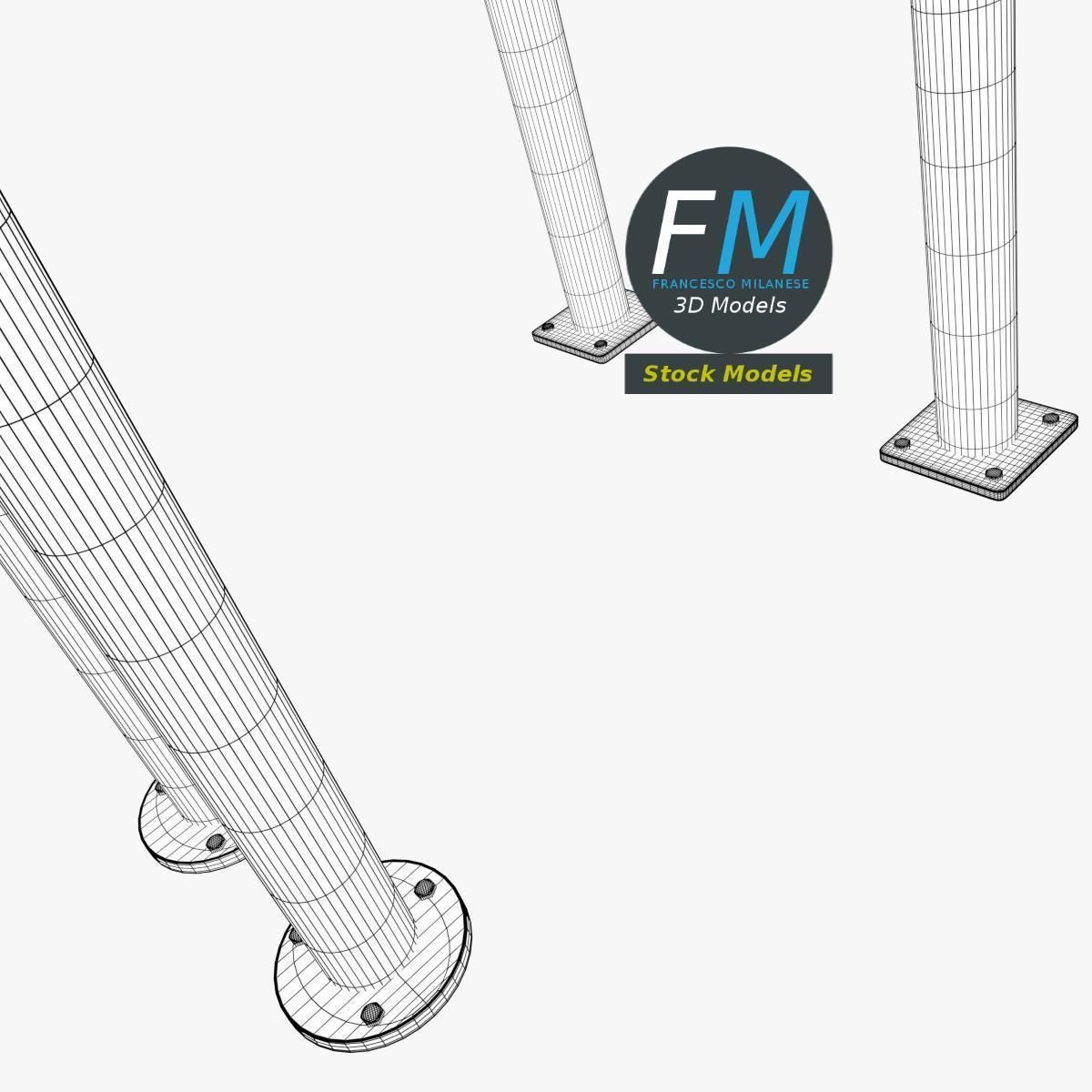 Perimeter hooped barriers 3D model_8