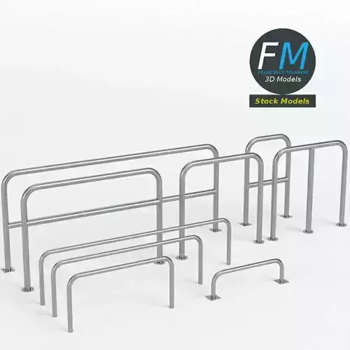 Perimeter hooped barriers 3D model Perimeter hooped barriers 3D model