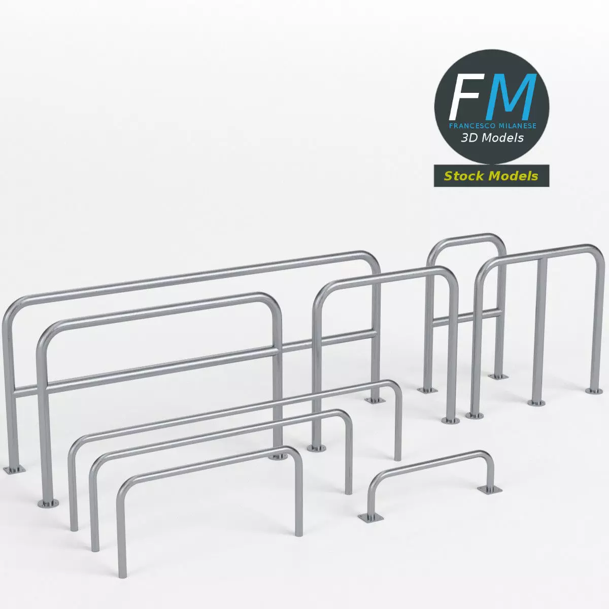 Perimeter hooped barriers 3D model_0