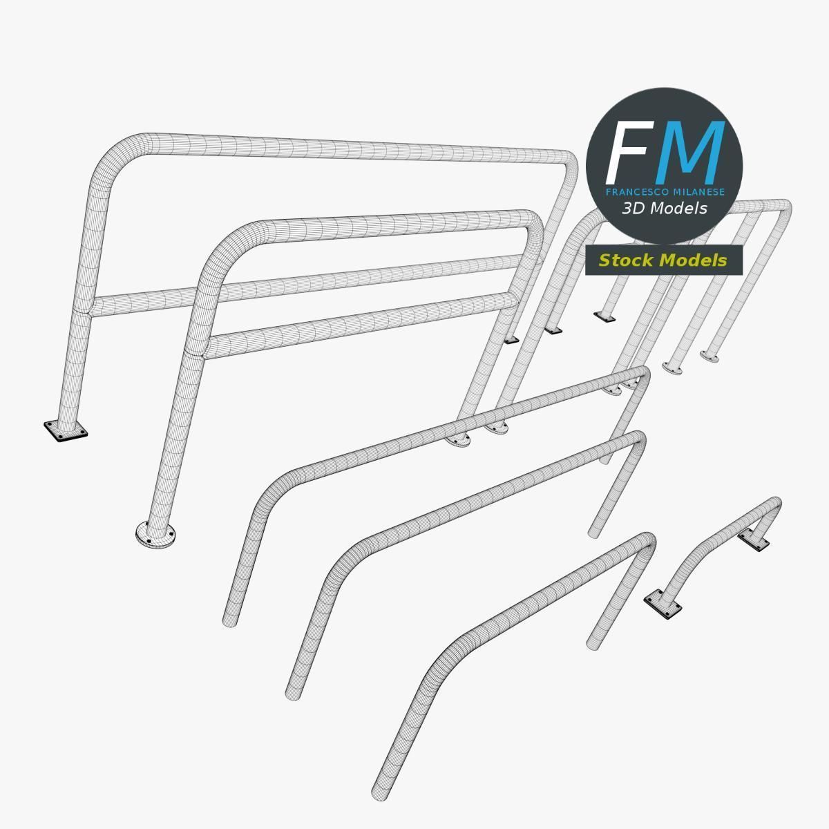 Perimeter hooped barriers 3D model_7