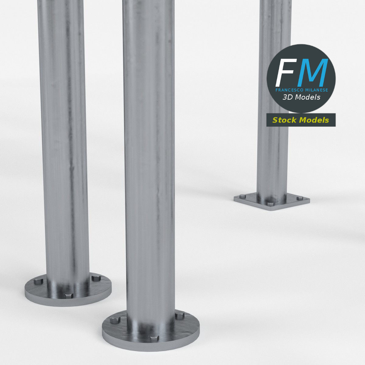 Perimeter hooped barriers 3D model_4