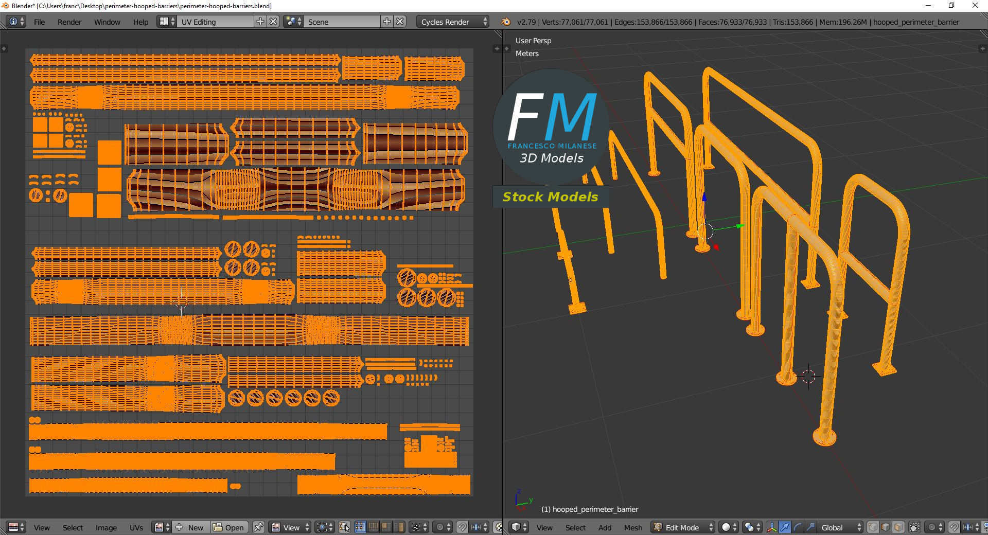 Perimeter hooped barriers 3D model_10