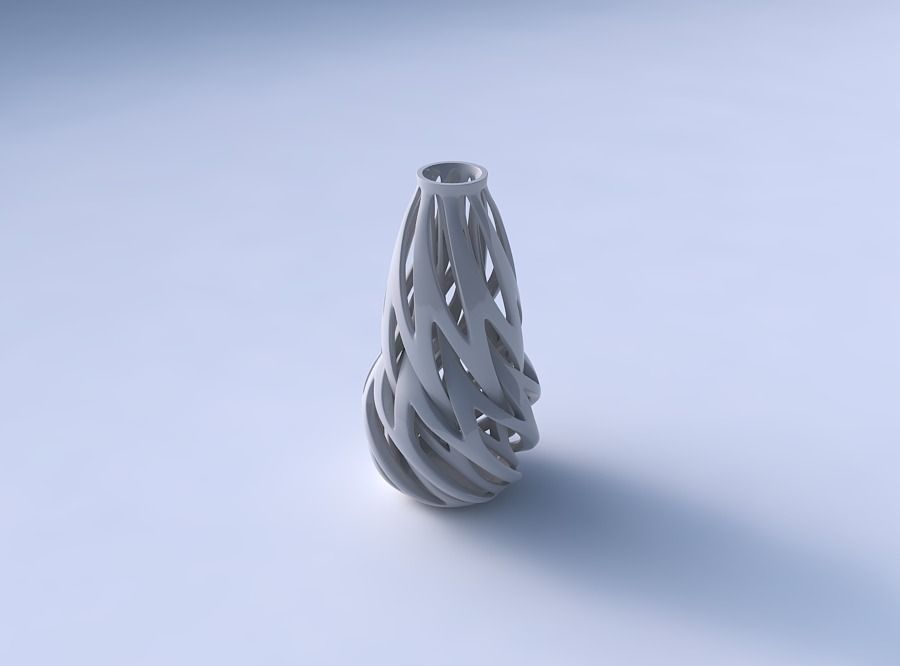 Vase curved slim 2 with intertwining lines twisted and tapered 2 3D print model_3