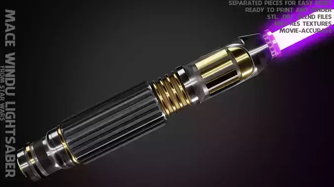 Mace Windu Lightsaber for Cosplay 3D print model