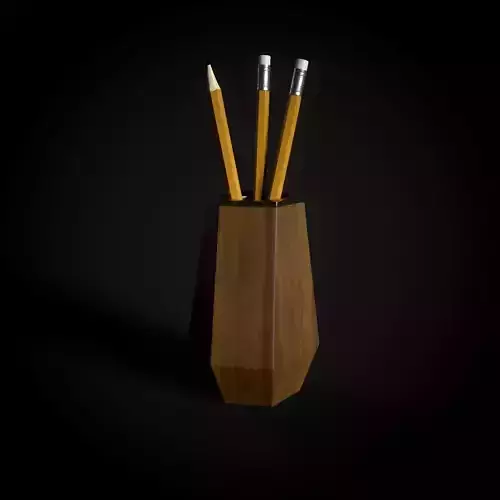 Wooden Pen Holder and pencil