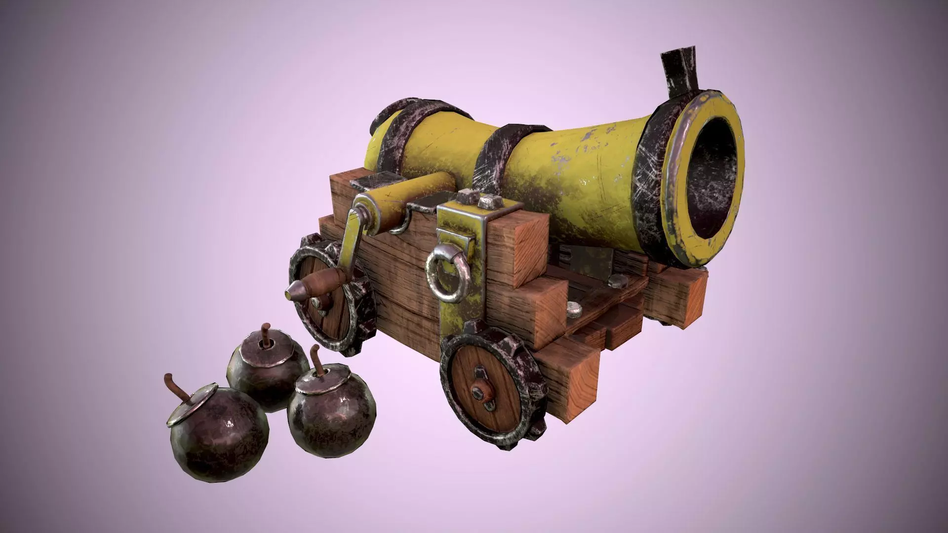 Stylized cannon for the game Low-poly 3D model