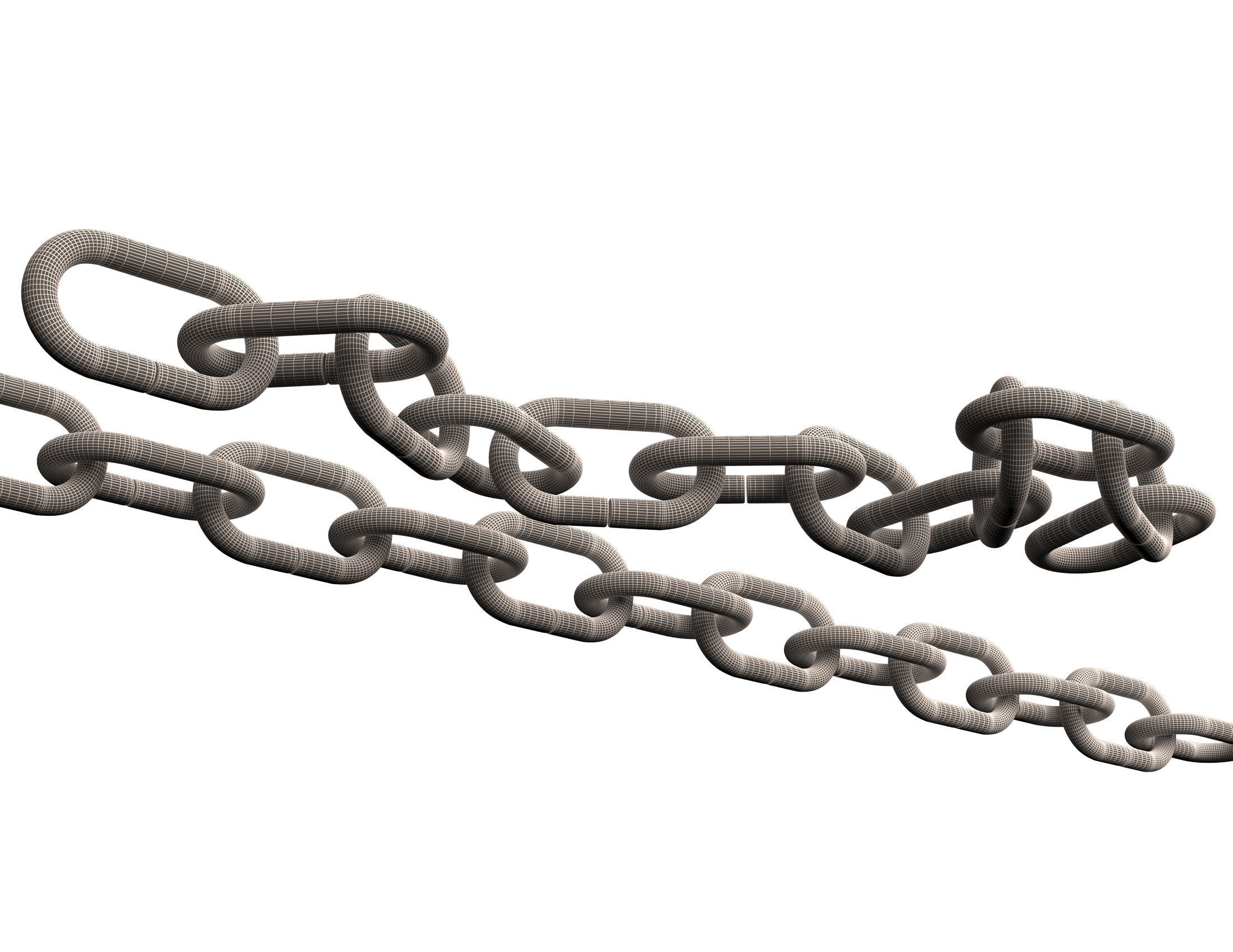 Chain pair of metal links Low-poly 3D model_9