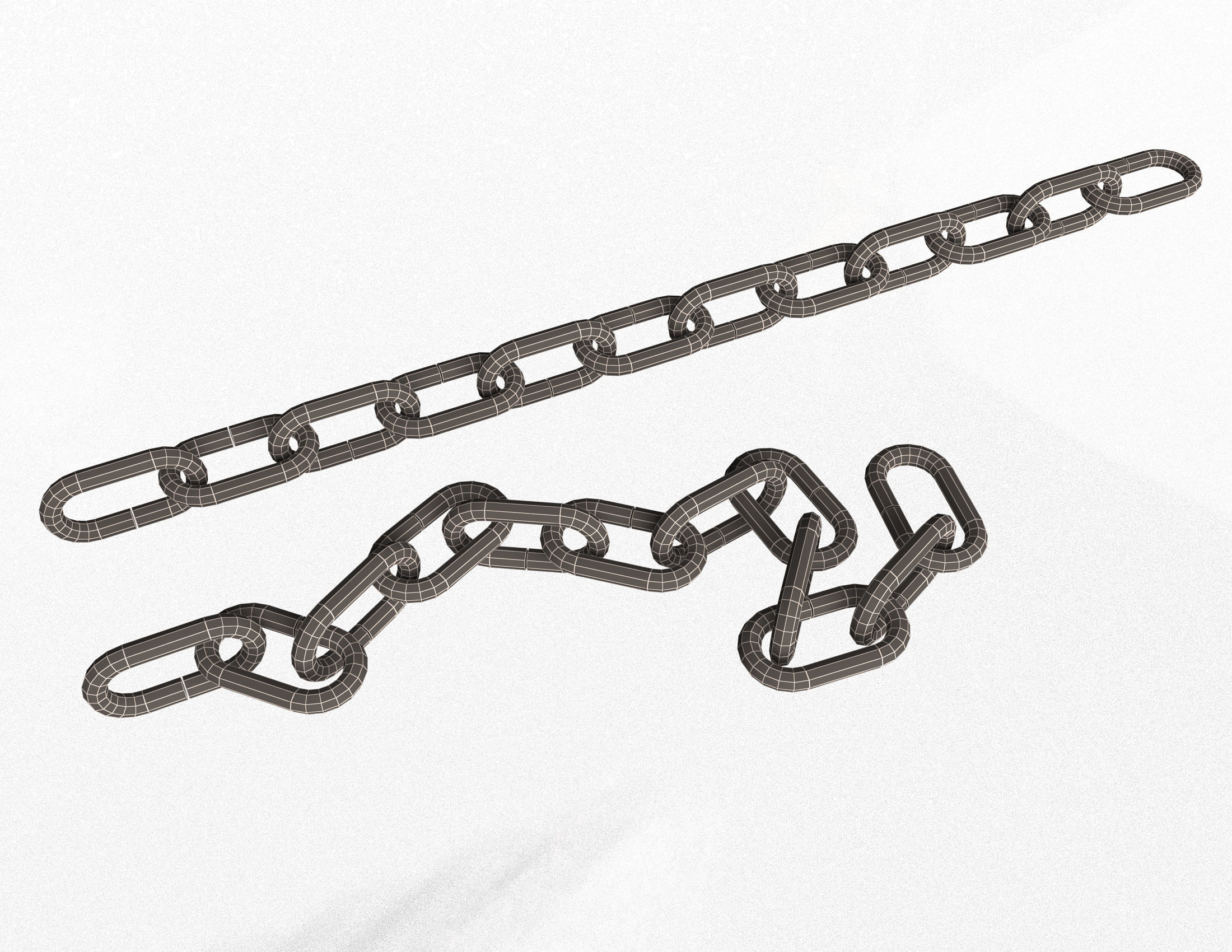 Chain pair of metal links Low-poly 3D model_12