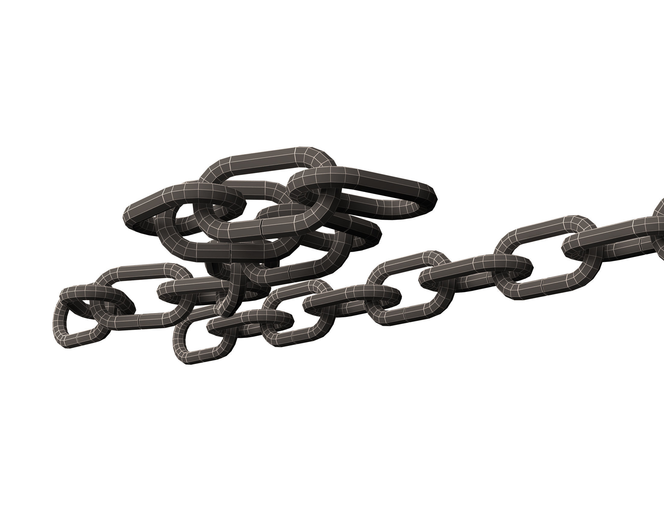 Chain pair of metal links Low-poly 3D model_6