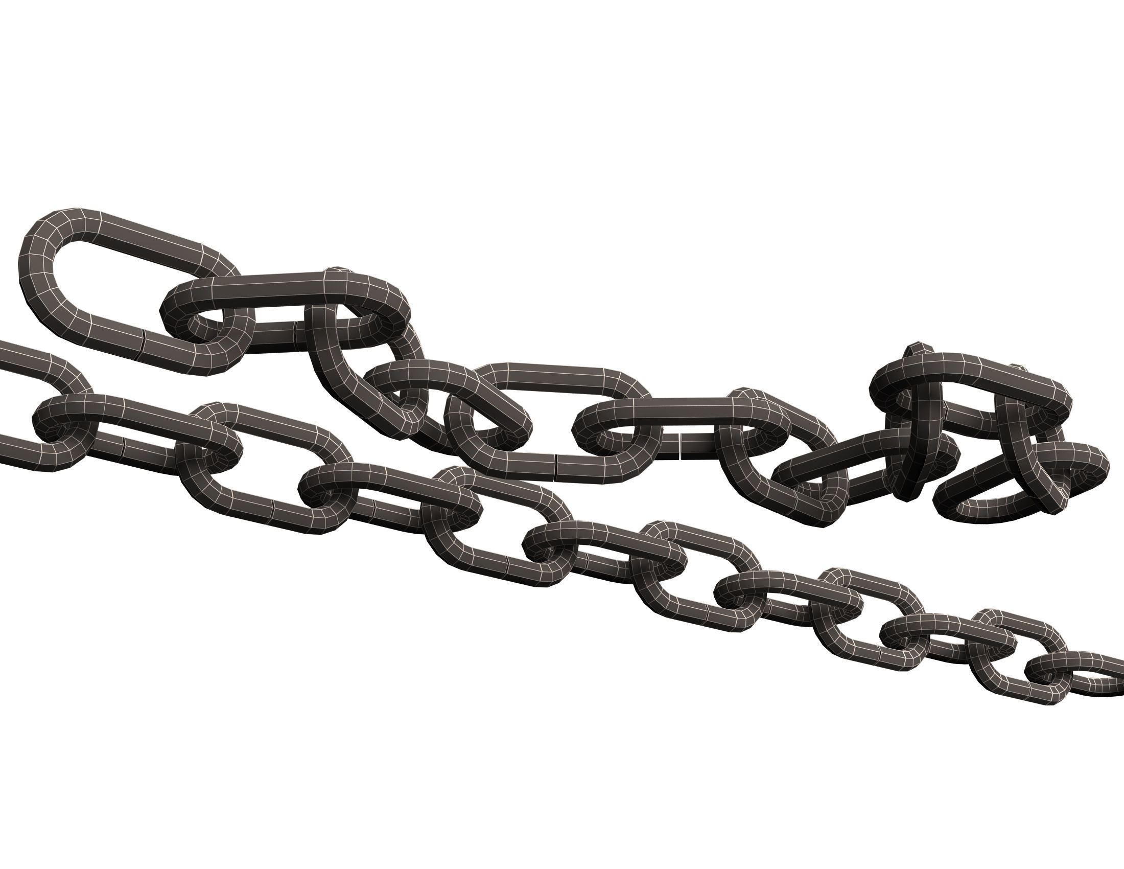 Chain pair of metal links Low-poly 3D model_14