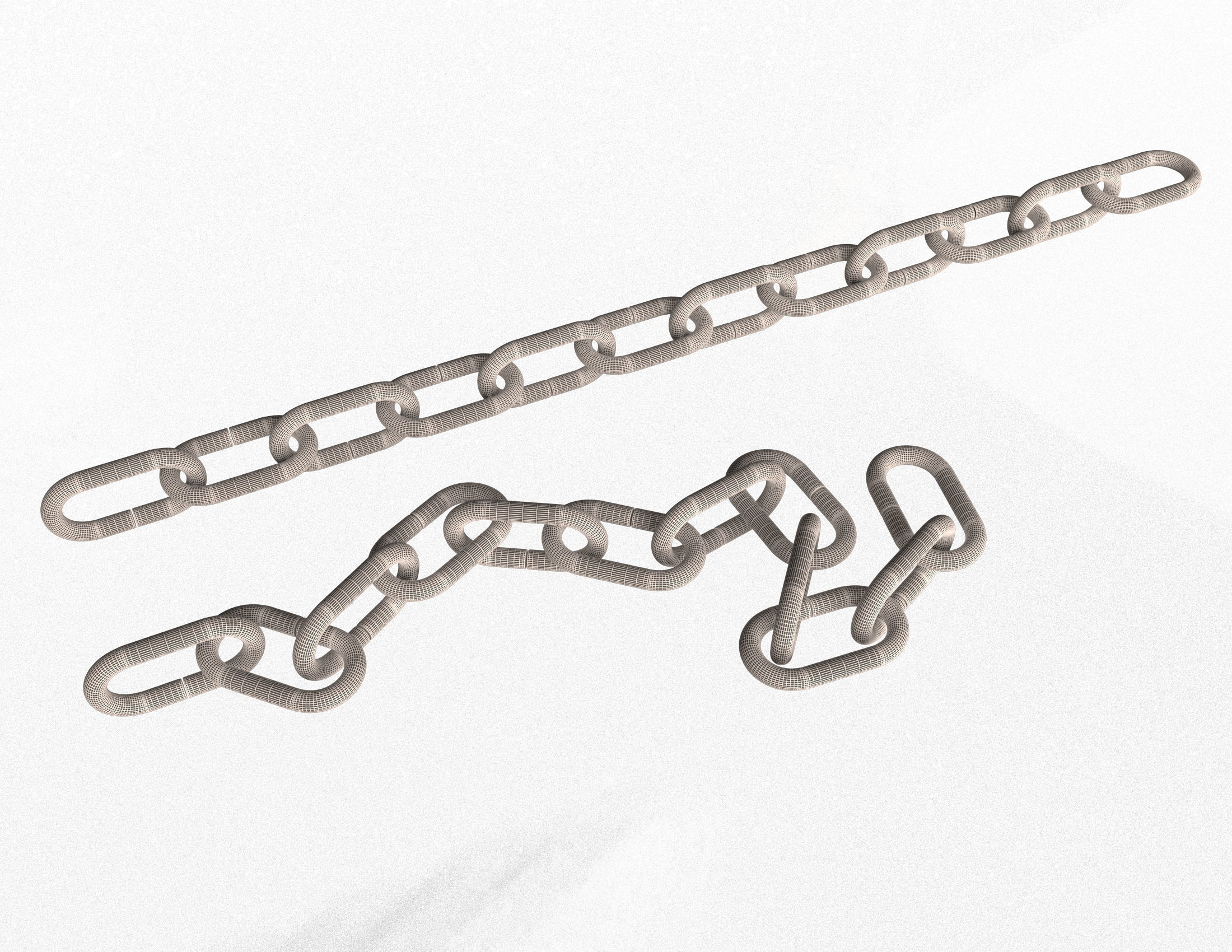 Chain pair of metal links Low-poly 3D model_7
