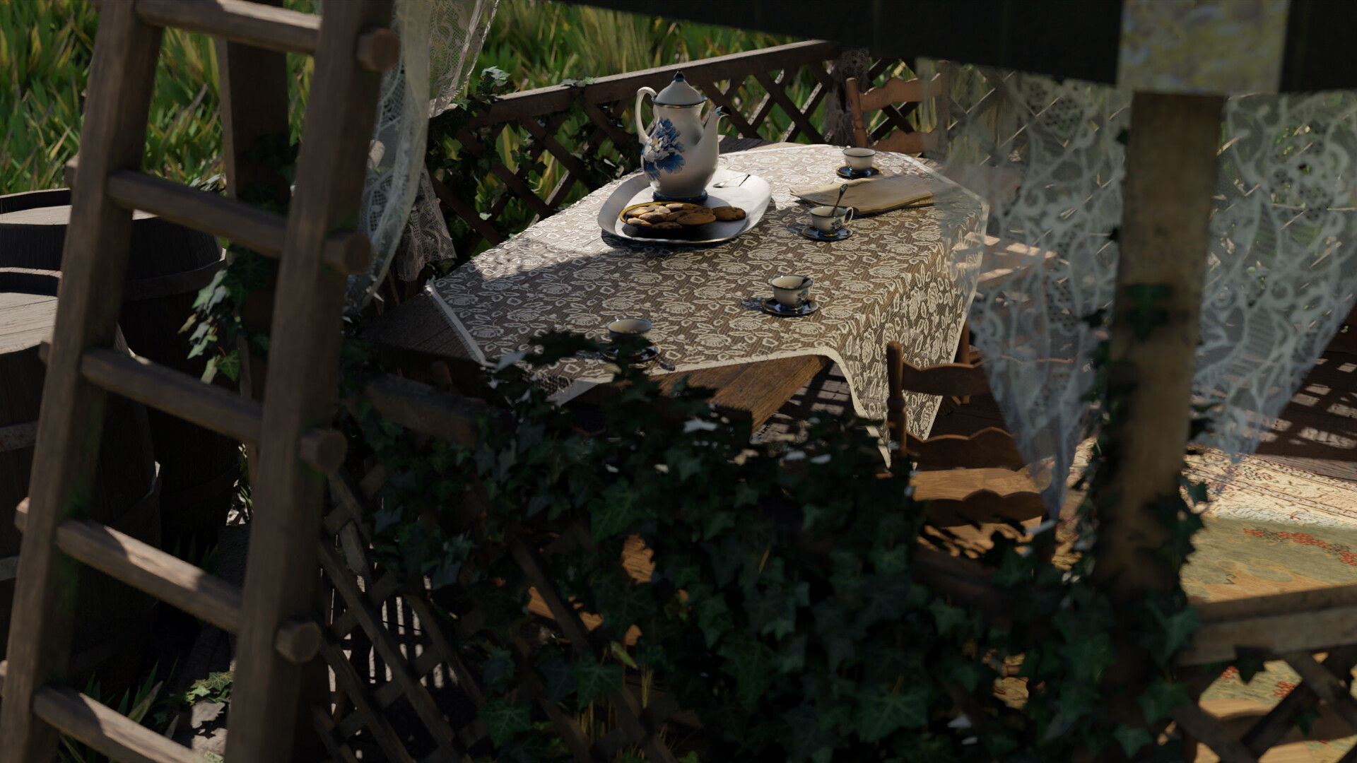 Porcelain Tea Set Low-poly 3D model_7