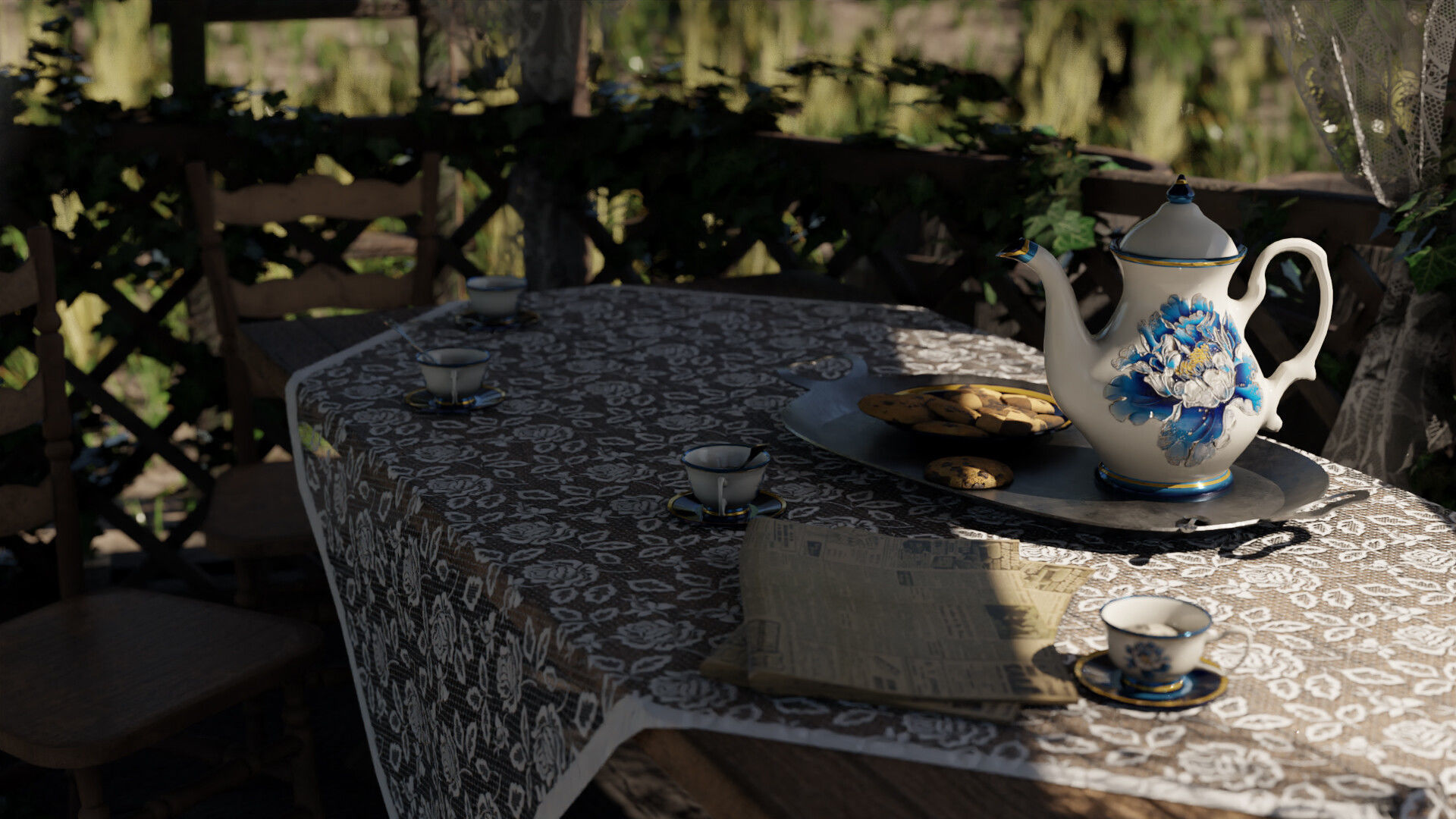 Porcelain Tea Set Low-poly 3D model_5