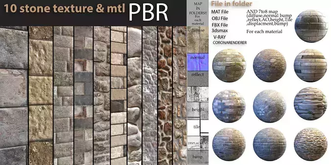 10 stone PBR texture   mtl