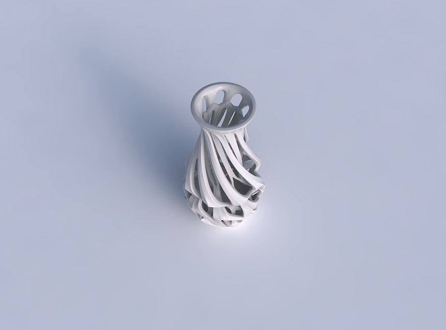 Vase curved narrow mid with intertwining lines twisted 3D print model_1