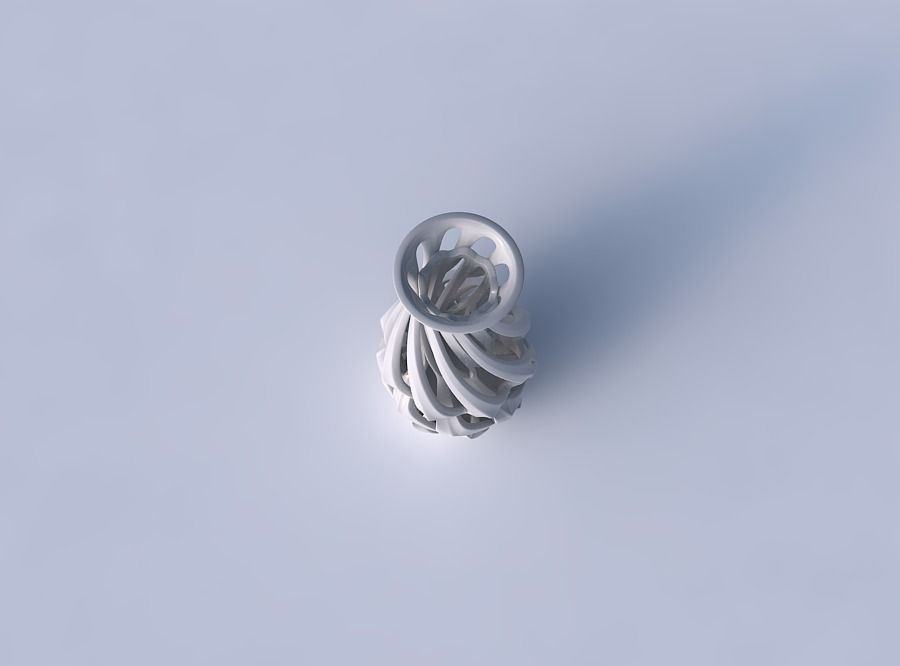 Vase curved narrow mid with intertwining lines twisted 3D print model_2