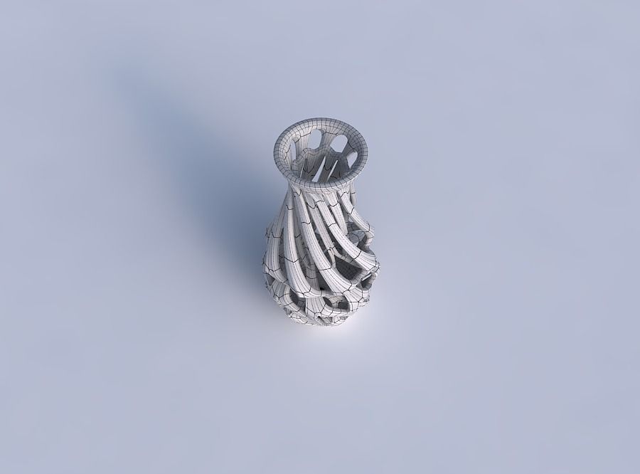 Vase curved narrow mid with intertwining lines twisted 3D print model_6