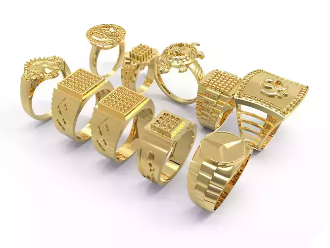 10 Wedding Engagement Women and Gents Ring 3D Model Collection