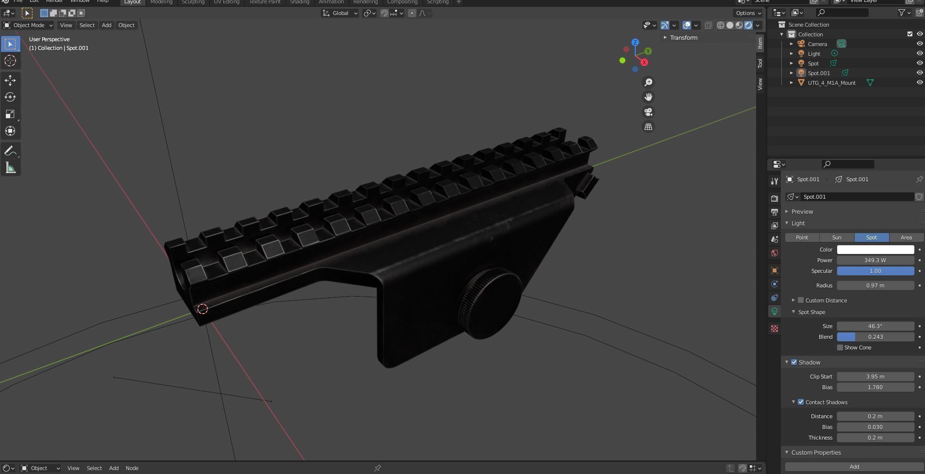 UTG 4-Point Locking Deluxe M14 M1A Scope Mount PBR Low-poly 3D model_6