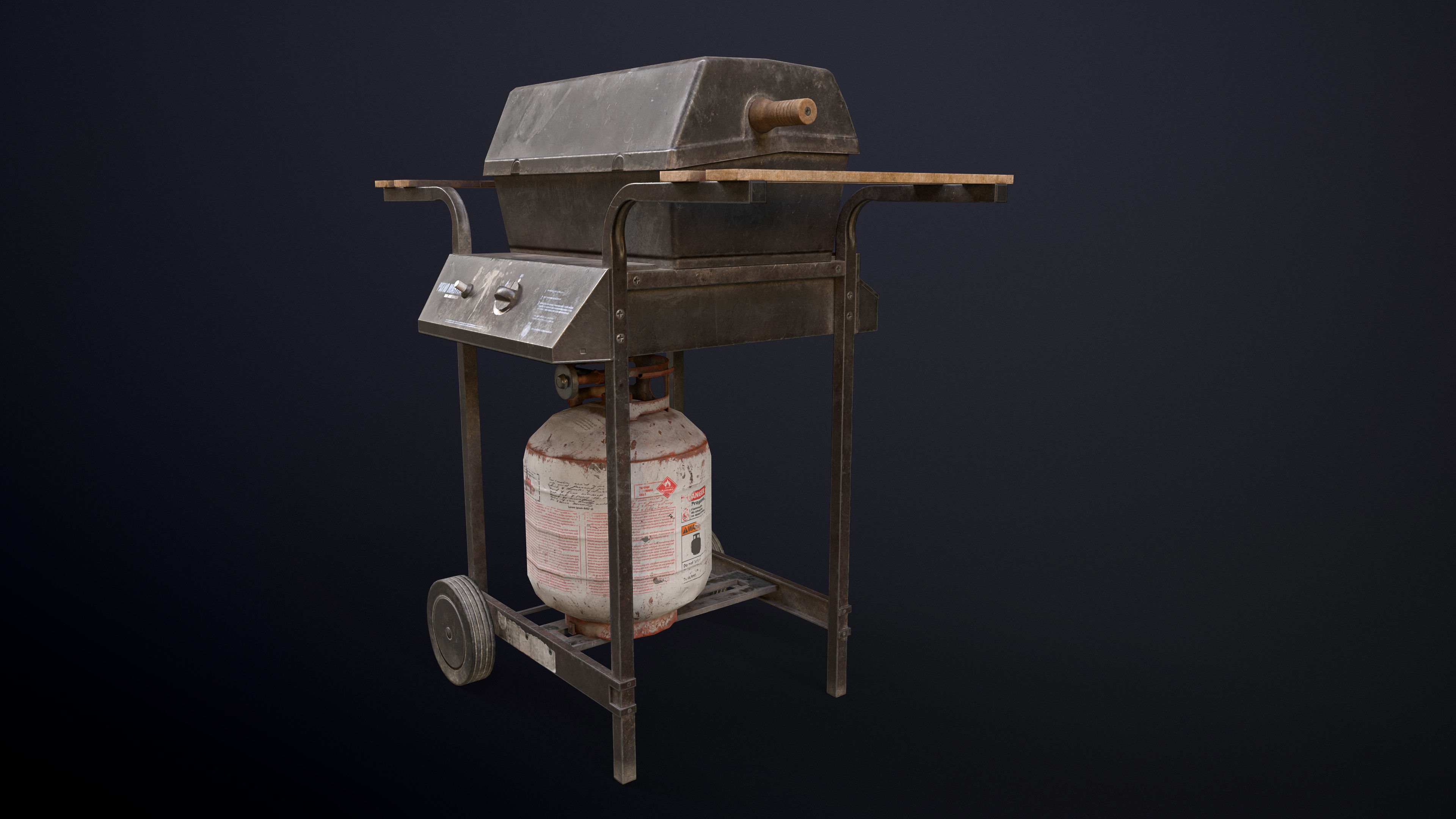 Propane Gas Grill Low-poly Game-Ready PBR Low-poly 3D model_3