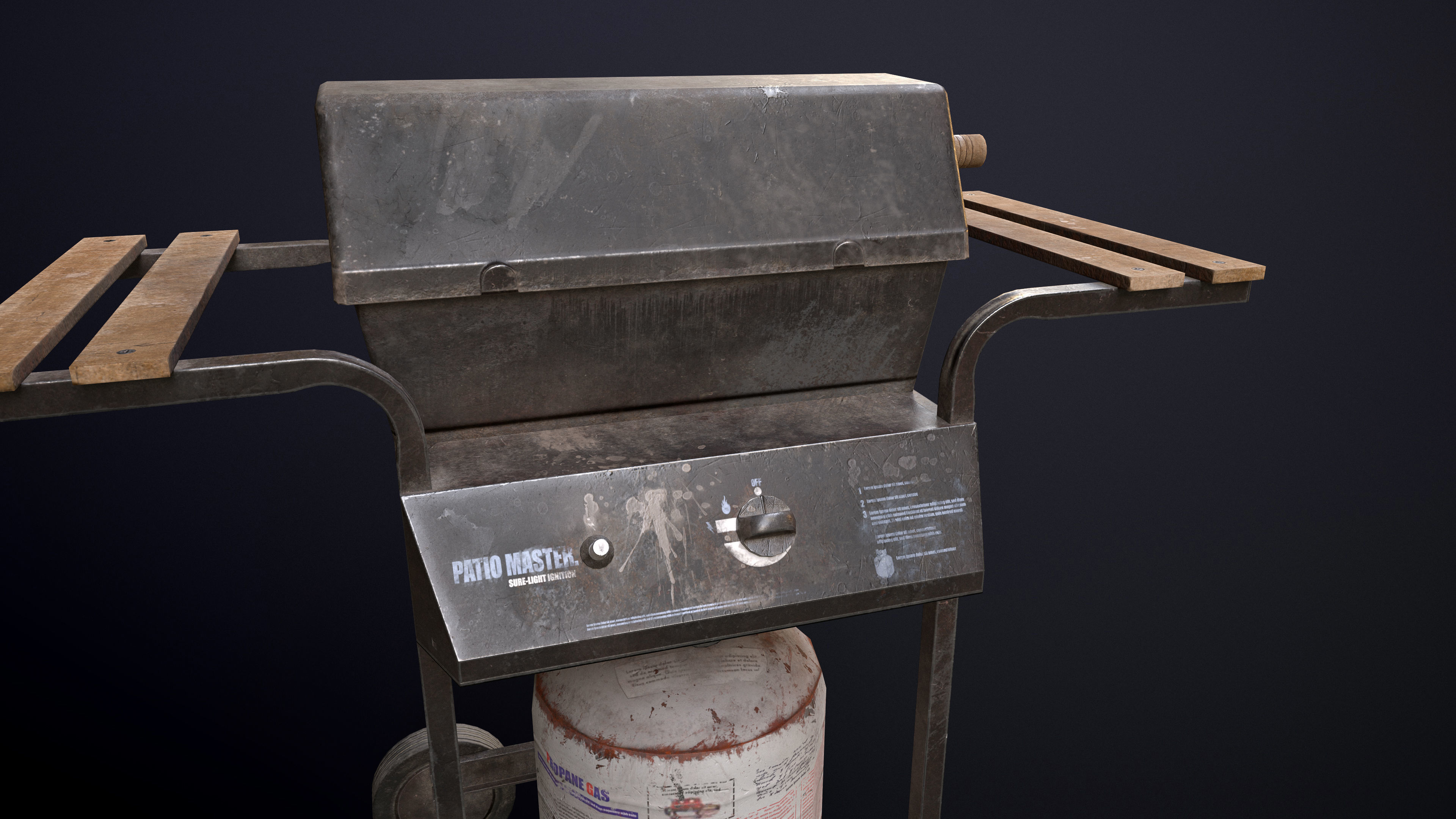 Propane Gas Grill Low-poly Game-Ready PBR Low-poly 3D model_4