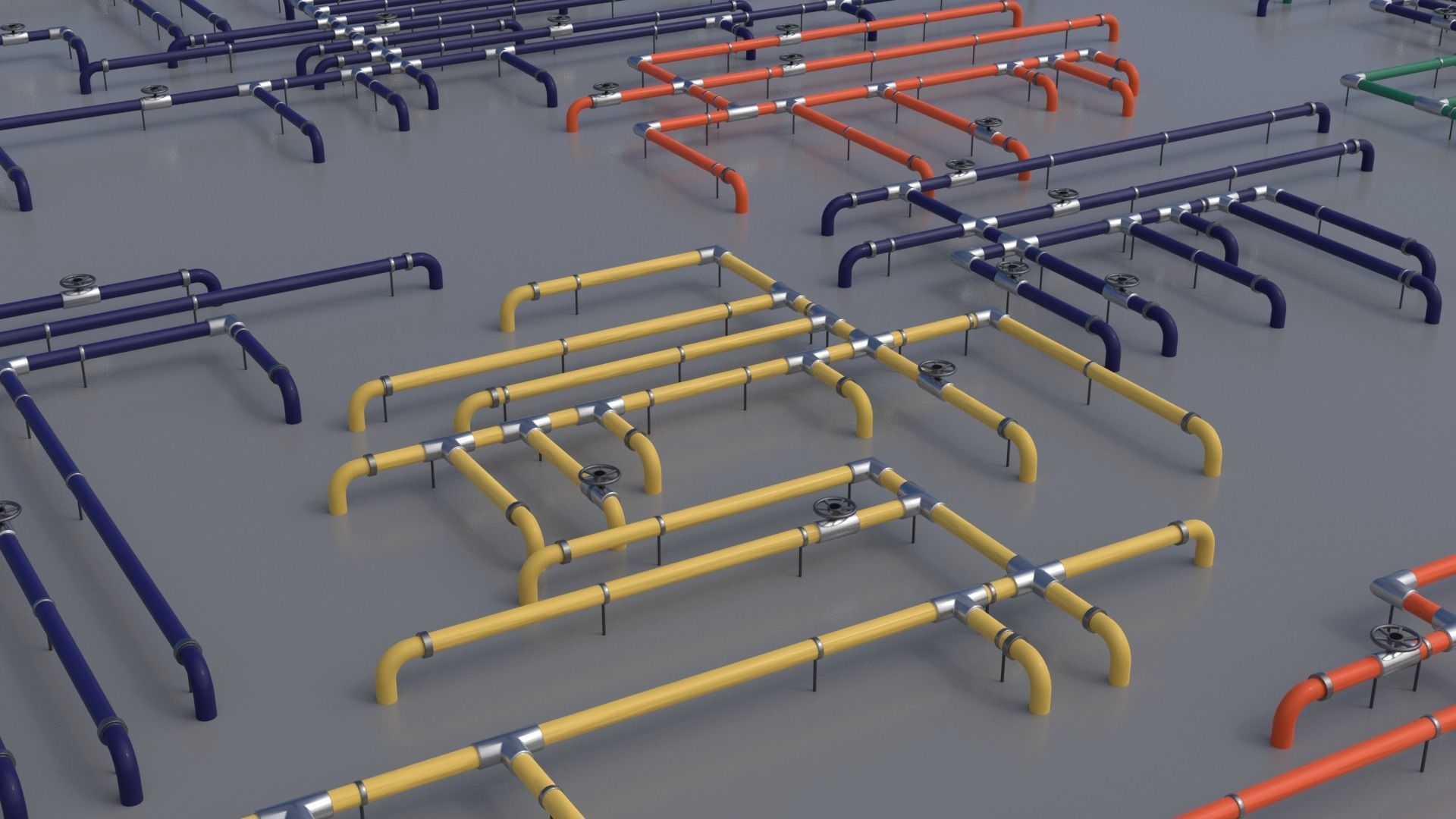 Wall Ground Pipes Asset Pack 3D model_12