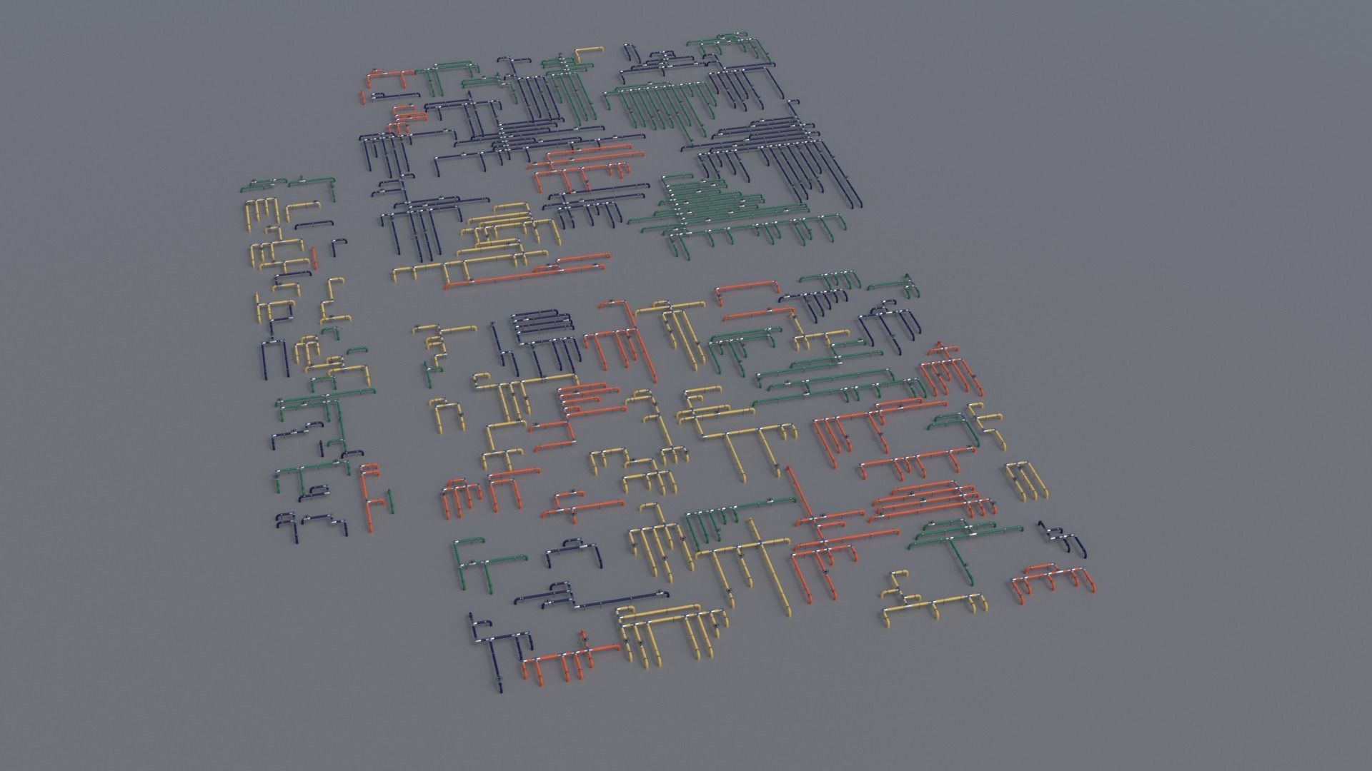 Wall Ground Pipes Asset Pack 3D model_8