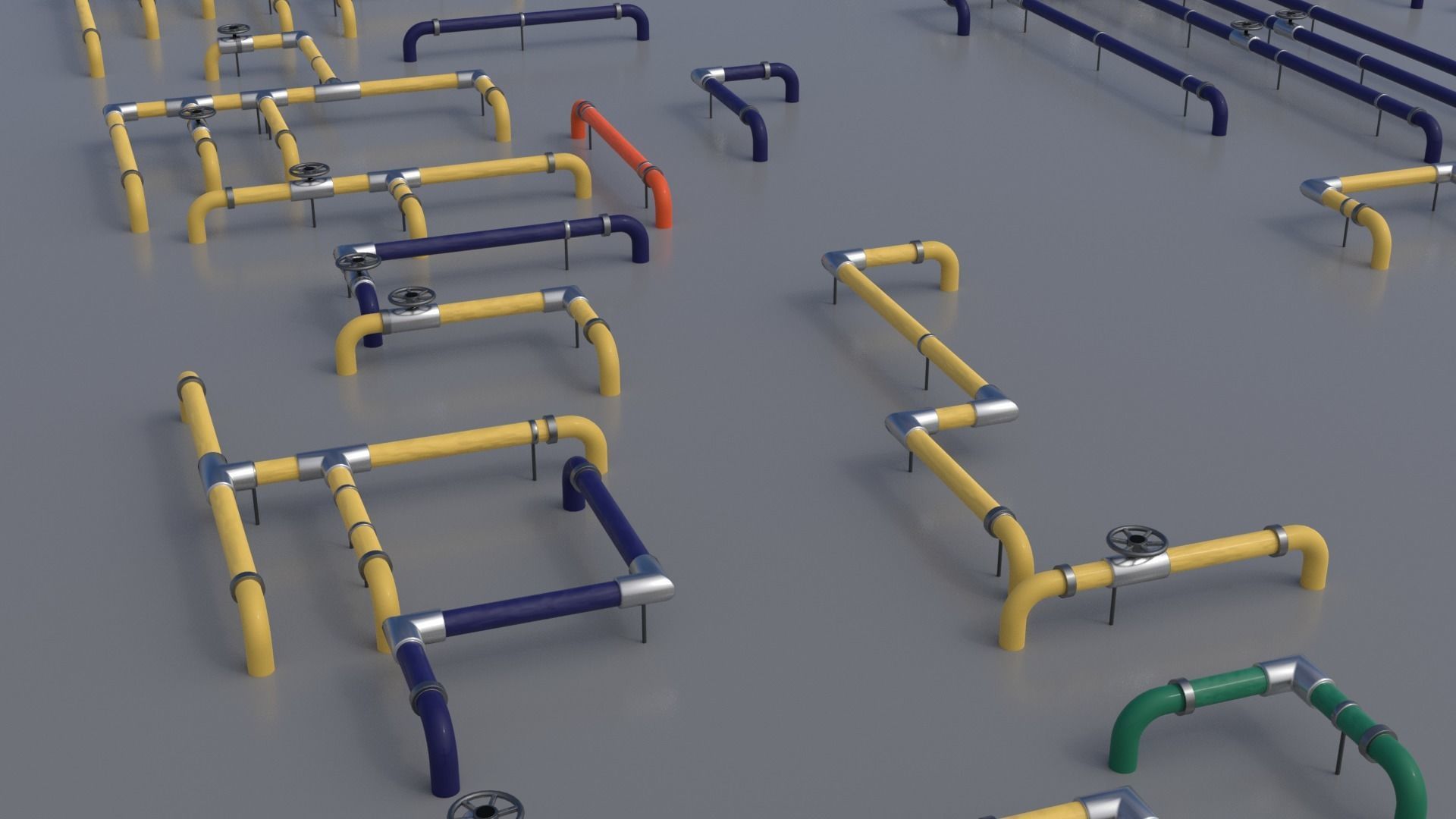 Wall Ground Pipes Asset Pack 3D model_4