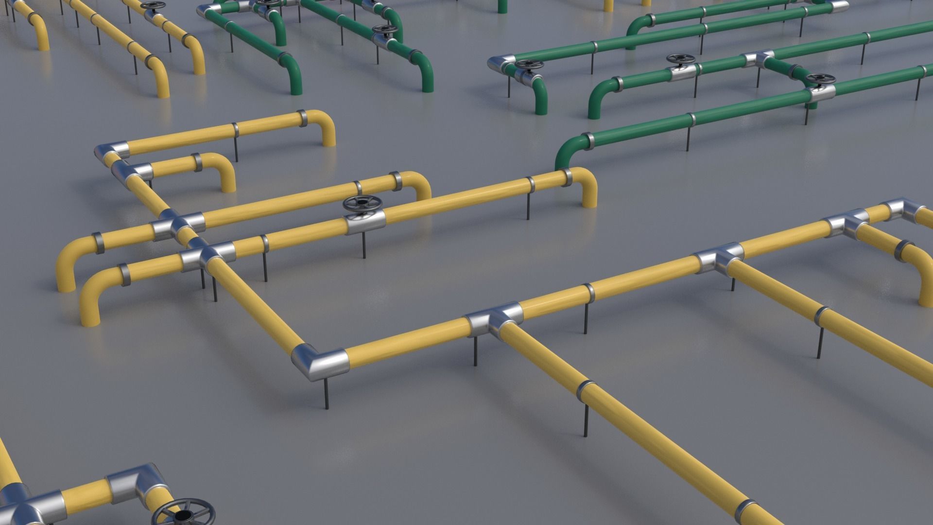 Wall Ground Pipes Asset Pack 3D model_11