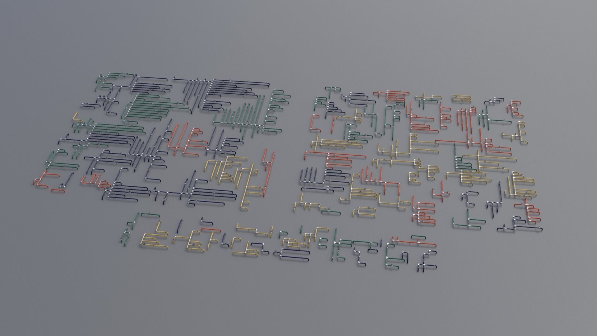 Wall Ground Pipes Asset Pack 3D model_9