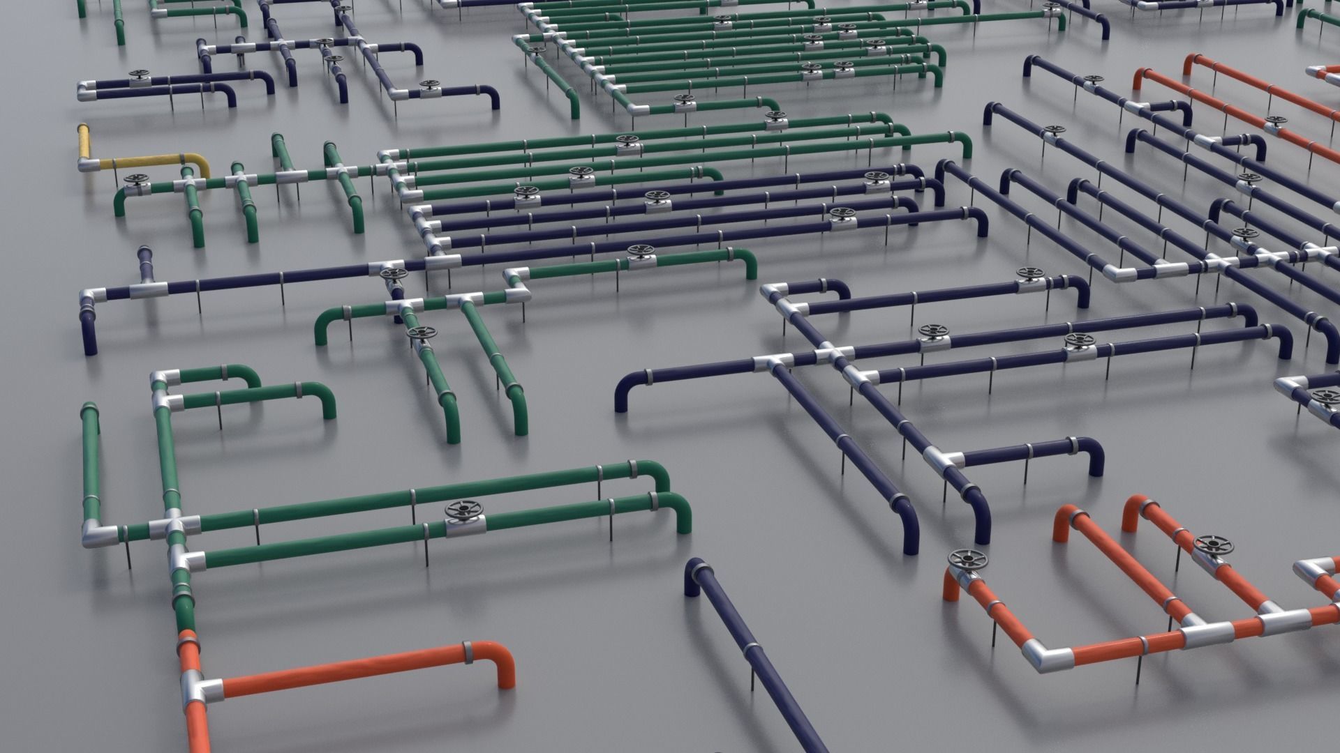 Wall Ground Pipes Asset Pack 3D model_13