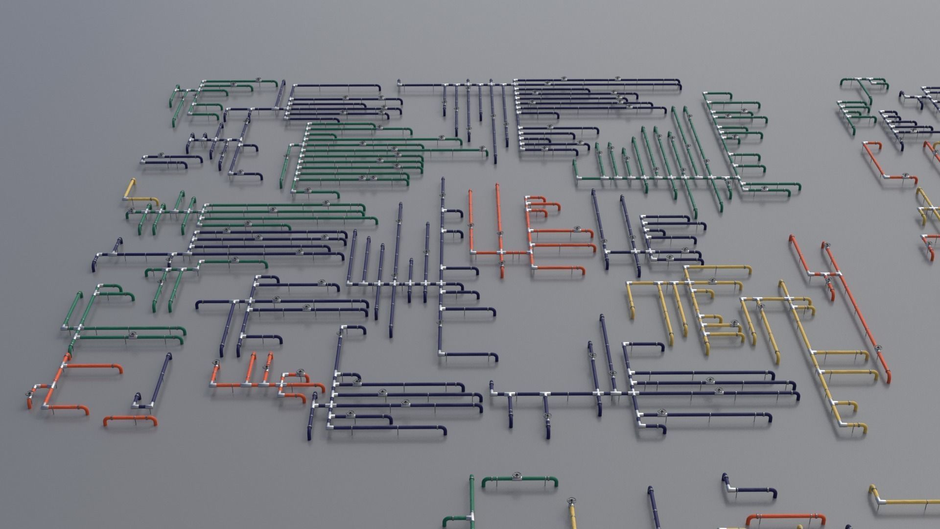 Wall Ground Pipes Asset Pack 3D model_18