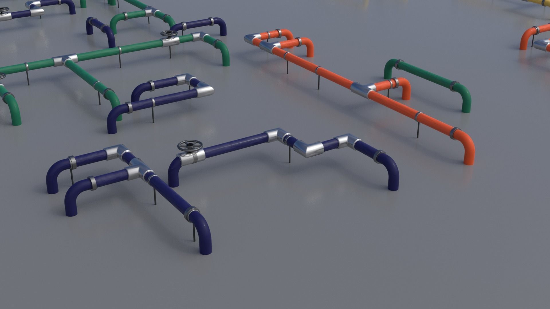 Wall Ground Pipes Asset Pack 3D model_3