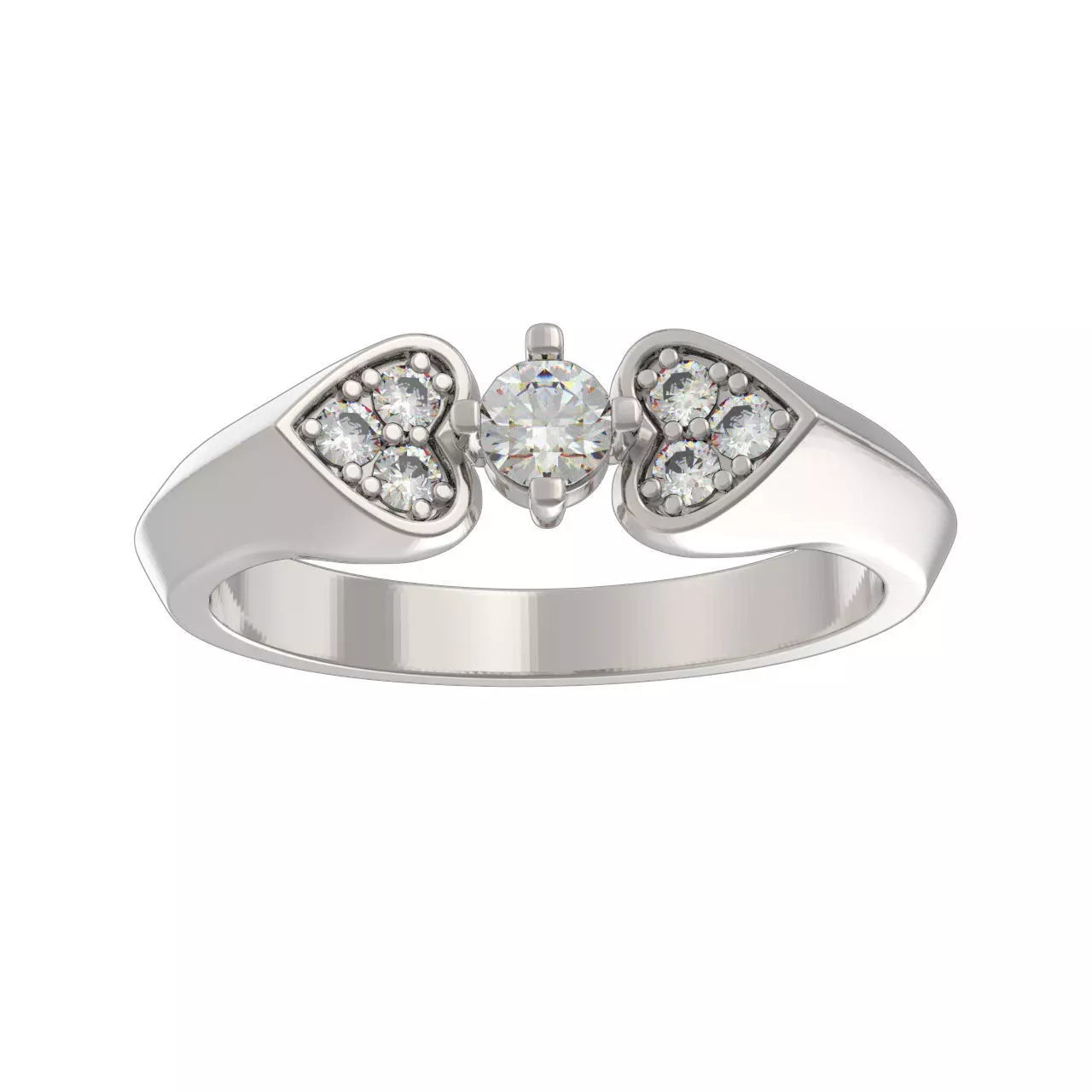 U033 Two hearts love ring 3D print model