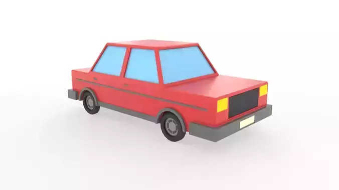 Low-poly car 3d model - Cartoon car Low-poly - Rigged car model