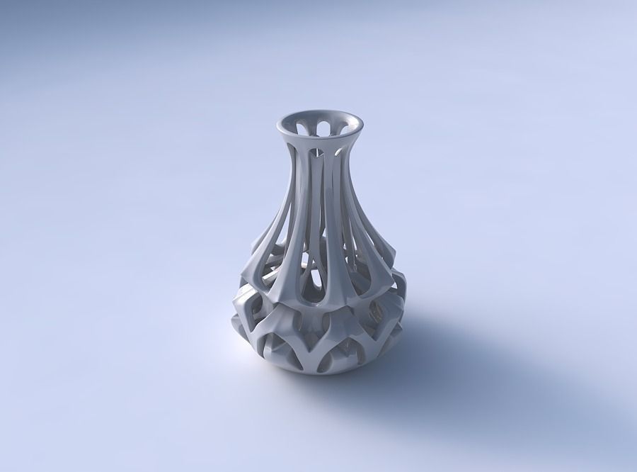 Vase curved narrow mid with intertwining lines tapered 2 3D print model_3