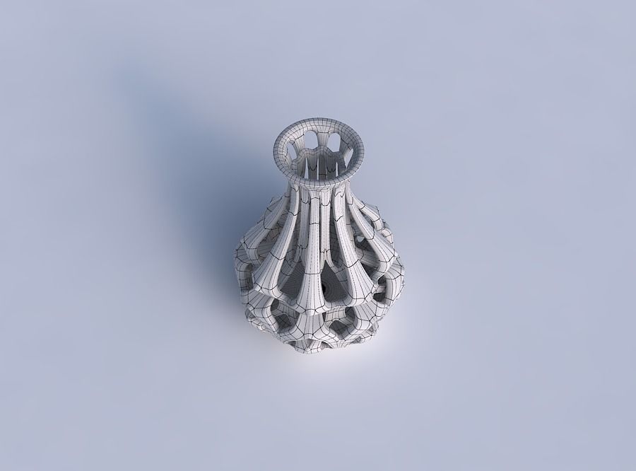 Vase curved narrow mid with intertwining lines tapered 2 3D print model_6